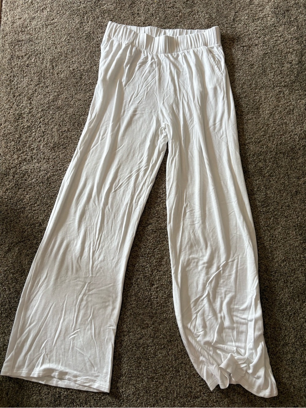 Elan White Wide-Leg Lounge Pants